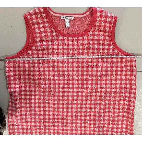 Isaac Mizrahi Live! Gingham Jacquard Sweater Tank CORAL NWOT SIZE XL - Picture 6 of 7